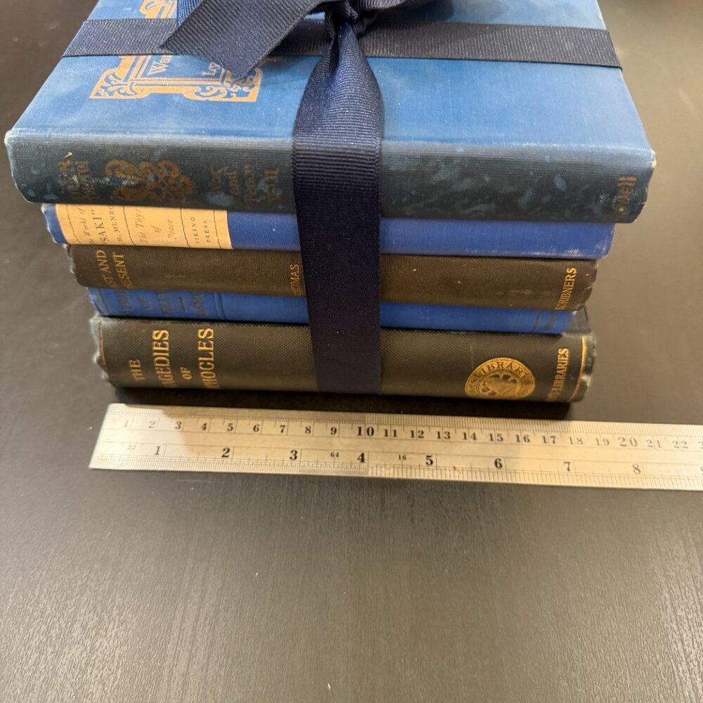Vintage Book Lot of 5 BLUE Old Antiquarian Rare Decoration Small Books - Picture 3 of 11